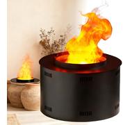 Sushangmao Chimenea De Vapor 3D Mejorada/Chimenea De Vapor 3D Redonda: con Altura De Llama Ajustable, Silenciosa, Control Remoto Y Táctil, Acabado Negro Mate para Hogar/Oficina Modernos. 50cm/19.6in