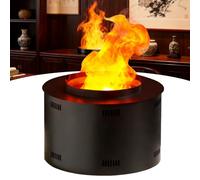 Sushangmao Chimenea De Vapor Eléctrica Empotrada Redonda con Atomización 3D Mejorada 2025, Control Remoto Y Táctil, Altura De Llama Y Niebla Ajustables, Silenciosa Y Segura Sin Calor 40cm/15.3in