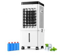 Sushangmao Enfriador de Aire Evaporativo Portátil,Climatizador Evaporativo 15 L/4 GAL con 4 Acumuladores de Frío,Mando a Distancia y Control Táctil,3 Velocidades,Oscilación 90°,Temporizador 15H