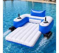 Sushangmao Flotador Motorizado para Piscina para Adultos, Tumbona Hinchable Recargable con Opciones de Motor Simple/Doble, Control Joystick 360°, Batería de 5200 mAh, Portavasos B