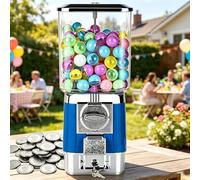 Sushangmao Máquina Expendedora De Chicles, Capacidad para 220 Cápsulas De 32mm, Personalizable para Un Tamaño De 1-1,38", Mecánico Puro con Monedas, Máquina De Dulces con 100 Bolas Y 50 Fichas Blue