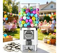 Sushangmao Máquina Expendedora De Chicles, Capacidad para 220 Cápsulas De 32mm, Personalizable para Un Tamaño De 1-1,38", Mecánico Puro con Monedas, Máquina De Dulces con 100 Bolas Y 50 Fichas White