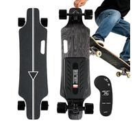 Sushangmao Skateboard Eléctrico, Longboard Eléctrico con Mando LCD Mejorado - 4 Ajustes De Velocidad, Velocidad Máxima 25-50 Km/H, Diseño con Asa De Transporte Fácil Dual-Drive-30km