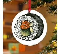 Sushi - Adornos de Navidad con imagen de comida japonesa, acuarela, pintura de sushi, coloridos discos acrílicos transparentes, amantes del ramen, amantes de la comida asiática, decoración de árbol de