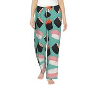 Sushi Food Pattern1 - Pantalones de pijama de franela para mujer, suaves, cálidos y adorables para máxima comodidad, Negro, 3XL