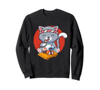 Sushi Gato Comiendo Nigiri Kawaii Arte Japonés Amante de la Comida Sudadera