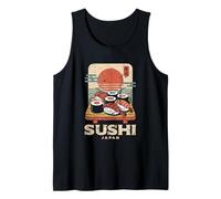 Sushi Japón EBI Salmón Wasabi Retro Japonés Kanji Souvenir Camiseta sin Mangas