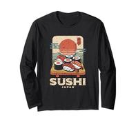 Sushi Japón EBI Salmón Wasabi Retro Japonés Kanji Souvenir Manga Larga