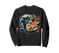 Sushi japonés Ola dinámica océano Comida Arte diseño Icono Conjunto Sudadera