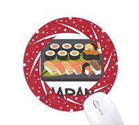 Sushi japonés tradicional caja Wheel mouse pad de goma roja redonda