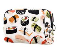Sushi of All Kinds - Bolsa de cosméticos para mujer, neceser de viaje, bolsa organizadora de maquillaje grande con cremallera, multicolor, 18.5x7.5x13cm/7.3x3x5.1in, Neceser