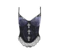 SUSHRUTA Top Gótico para Mujer, Accesorios Colgantes De Verano, Fiesta De Festival De Música, Cabestrillo Morado De Encaje Compuesto Rosa,PÚRPURA,1