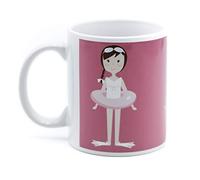 SUSIKO | Taza de Cerámica | Campeona Natación | Tamaño 8 x 9,5 cm | Para Desayunos, Meriendas y Cenas de Toda la Familia | Packaging de Regalo en Caja Kraft | Color Blanco Brillante