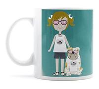 SUSIKO | Taza de Cerámica | Mejores Amigas Niña | Tamaño 8 x 9,5 cm | Para Desayunos, Meriendas y Cenas de Toda la Familia | Packaging de Regalo en Caja Kraft | Color Blanco Brillante