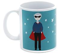 SUSIKO | Taza de Cerámica | Súper Familia | Para Desayunos, Meriendas y Cenas de Toda la Familia | Súper Abuelo con Capa y Antifaz | Packaging de Regalo en Caja Kraft