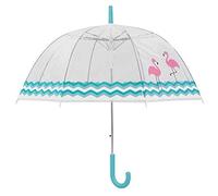 Susino Paraguas de campana/cúpula transparente para mujer, sistema de apertura automática, gran protección con diámetro de 85 cm, resistente al viento, flamencos, transparente, 100 cm, paraguas de