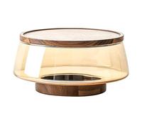 susiodeu Bandeja de frutas de base con base Para madera y cubierta Para madera Elegante y versátil, pero también muy adecuada para servir Bandeja frutas vidrio acacia Ensaladera, tipo+1