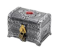 susiodeu Caja de almacenamiento de colección cofres piratas para niños Caja almacenamiento cofres piratas , plata antigua , 14 x 11 x 10.5 cm