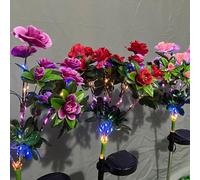 susiodeu Lámpara de jardín LED solar de bajo consumo: regalo para entusiastas del jardín Luces solares de jardín fáciles de instalar Flores solares, Rojo, Lámpara de calentamiento