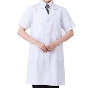 susiodeu Para Bata de laboratorio con botones hacia abajo, Unisex, de manga corta, para escuela, fábrica, ropa de trabajo, pasantía, esteticista grueso, Manga corta, L