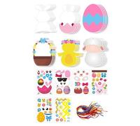 susiodeu Pegatinas de Pascua con dibujos animados, pegatinas extraíbles con adornos de huevo, kit decoración Pascua para una diversión creativa, adornos árbol huevos, árbol