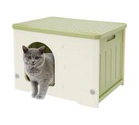 Susoso Casa para gatos, con asas empotradas, capacidad de carga 30 kg, independiente, diseño apilable para tiendas de mascotas, 53 x 41 x 38,3 cm, verde y blanco