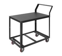Susoso - Encimera móvil, encimera de acero con ruedas, estructura resistente con ruedas, hasta 160 kg, mesa de trabajo para fábricas, talleres, cocina, catering (negro)