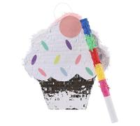 Susoso Pastel de helado de piñata, con anillo para colgar y varilla de PVC, accesorios para fiestas, decoraciones, capacidad de carga de aproximadamente ≤ 2 kg, para celebraciones familiares,