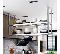 Suspended Stainless Steel Hanger, Ceiling Style Kitchen Rack, European 304 Material Wall Mounted Wine Cabinet, Capable of Supporting 100kg of Shelves(70 * 35 * 80cm)