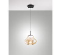 Suspensión Deva Ø250 mm Ámbar, LED 14W 1510 lm, intensidad variable, estructura metálica y vidrio borosilicato - Deva