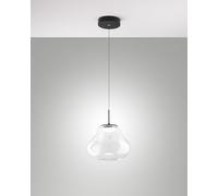 Suspensión Deva Ø250 mm transparente, LED 14W 1510 lm, intensidad variable, estructura metálica y vidrio borosilicato - Deva