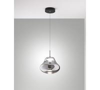 Suspensión Deva Ø250 mm, vidrio ahumado, LED 14 W, 1510 lm, regulable, estructura de metal y vidrio borosilicato - Deva