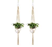 Suspension en macramé pour plante par ZZM - À suspendre en intérieur ou extérieur, pour pot de fleurs - En corde de jute tressé en 4 cordes 2 pcs