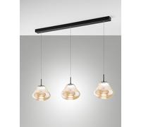 Suspensión LED Deva 42W con temperatura de color variable, estructura de metal y vidrio borosilicato ámbar, IP20 - Colección Deva