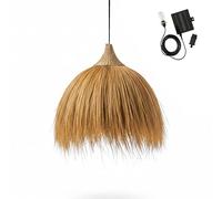 Suspensión solar MASAI SOLAR de hierba marina y paja con cable híbrido de red y solar de 5 m de longitud