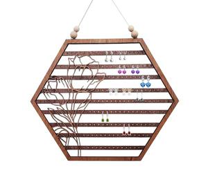 Suspensiones Organizador de Pendientes - Pantalla de joyería montada en la Pared de Madera, Luna y hexágono Pendientes, prácticos Pendientes de Almacenamiento y Collares, Organizador de Joyas