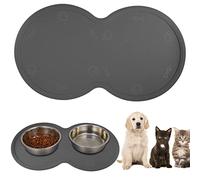 SUSSURRO,Alfombrilla de silicona para alimentación de mascotas, alfombrilla para perros para perros, alfombrilla para gatos para 2 cuencos, alfombrilla antideslizante para alimentos para mascotas