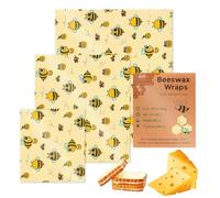 Sustainable Bees Wax Wrap - 3PCS Beeswax Wraps | Reusable Beeswax Packaging, Organic, Zero Waste, Reusable -Free Food Storage Packaging Wrapper For Vegetables, Fruits, Bread, Cheese