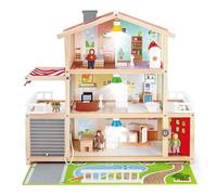 Sustainable Wood Toy, Hape Doll Family Mansion Playset With 4 Figures, 6 Rooms, 2 Balconies, 7 Room Sets and Barbecue. 3 years +