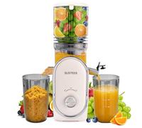 SUSTEAS - Exprimidor de prensa en frío, 5.3 pulgadas, 300 W, apto para frutas y verduras enteras, fácil de limpiar, alto rendimiento de jugo, blanco