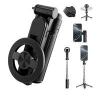 Sustixia Selfie Stick, Sustixia 4-in-1 Multifunctional 360° Rotation Magnetic Selfie Stick, Mini Portable Extendable Phone Tripod with Remote and Metal Ring for iPhone & Android (1 PC)