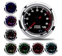 SustVita 52mm RPM Tachometer with 7 Color Display, Universal Car Tacho Meter with 0-10000 RPM Gauge for 4 6 8 Cylinder 12V Gasoline Automotive Applications