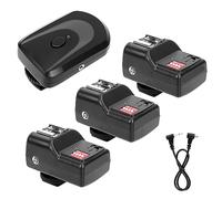 Sustvita Conjunto de activación de Flash inalámbrico, Kit de Estudio de 16 Canales de 433 MHz con 1 transmisor, 3 receptores y 1 Cable de Cable de sincronización