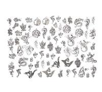 SustVita Dragon Pattern Jewelry en un juego de 70 piezas, estos Dragones de metal plateado son componentes para manualidades y suministros para hacer collares y pulseras.