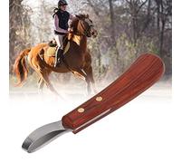 SustVita Herramienta de herrador Profesional Cuchillo de Recorte de pezuñas de Doble Filo con diseño Ovalado de Bucle, Cortador de Cascos de Acero Inoxidable con Mango de Madera,
