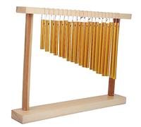 SustVita Instrumento de timbre de barra de mesa, un juego de carillones de viento de 20 tonos con base de madera maciza y martillo, carillones de metal de una sola para aula o