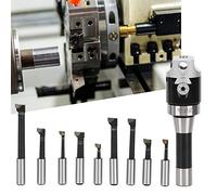 SustVita Juego de cabezales de mandrinado de 2 pulgadas con orificio de mandrinado de 1/2 pulgada y vástago R8, kit de cortador de mandrinado de 9 piezas con graduación de 0.001