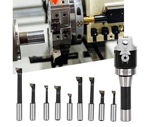 SustVita Juego de cabezales de mandrinado de 2 pulgadas con orificio de mandrinado de 1/2 pulgada y vástago R8, kit de cortador de mandrinado de 9 piezas con graduación de 0.001