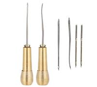 SustVita Kit de punzón de costura de cuero con 2 juegos de punzones con mango de cobre, agujas intercambiables para proyectos de lienzo, un kit completo de costura artesanal de