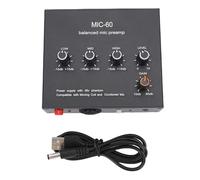 SustVita Mic Gain Booster con alimentación fantasma de 48 V, ganancia de 60 dB y alimentación flexible de 5 a 12 V, preamplificador de micrófono para micrófonos dinámicos y de condensador